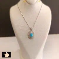 پلاک و زنجیر نقره و فیروزه