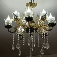 لوستر برنجی  ۵ شاخه ۱۰ شعله تماما برنج سنگین