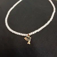 پلاک طلا با گردنبند مرواریدی