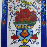 تابلو فاخر گل و مرغ