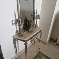 اینه و شمعدان برنز قدیمی سنگین
