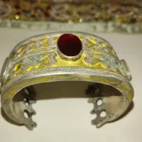 دستبند نقره طلا عتیقه موزه ای زیبا تک دست آنتیک آس