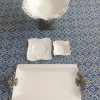 ست پذیرایی پیاله و پیش دست گل برجسته