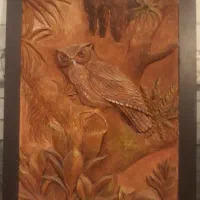 تابلو سفال قاب شده ، طرح جغد