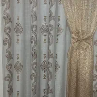 پرده در حد نو با تور تزئینی وسط، کتان خارجی|پرده، رانر، رومیزی|تهران, امیر بهادر|دیوار