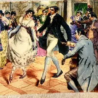 تابلو فرش دستباف چله ابریشم رقص فرانسوی ۱۳۰*۱۰۰