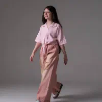 شومیز گره ای شلوار کتان