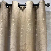 پرده شال نسکافه‌ای مدل پانج از جنس مخمل طلاکوب