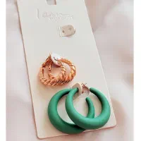 گوشواره حلقه ای دو جفتی مدل چند رنگ|بدلیجات|کرمانشاه, |دیوار
