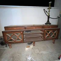 میز تلویزیون چوبی آینه کاری شده