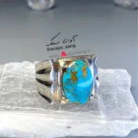 انگشتر نقره مردانه فیروزه اصل نیشابور رکاب دست ساز