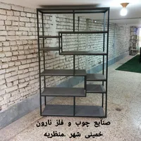 اسکلت فلزی قفسه کتابخانه ویترین دکور فلز و چوبی|دفتر کار|اصفهان, دانشگاه اصفهان|دیوار