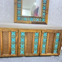 جا کفشی و آینه ست  تمام چوب|جاکفشی، کمد، دراور|بندر امام خمینی, |دیوار