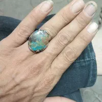 انگشتر فیروزه نیشابور بارکاب دست ساز قدیمی