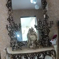 کنسول آینه و شمعدان برنجی
