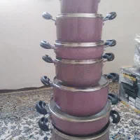 سرویس ۱۴پارچه قابلمه گرانیتی گابین یاسی رنگ
