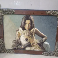 تابلوفرش‌دستبافت‌دختروگرگ‌اصلی|تابلو فرش|لاهیجان, حاجی آباد|دیوار