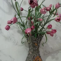 گلدان سنگ و چوب،دیوار کوب کلاژ