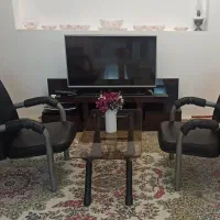 دو عدد صندلی راحتی و میز عسلی