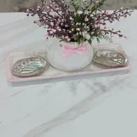 ست گلدون و گل مصنوعی و صدف