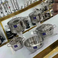 سرویس اسیتیل کرکماز 2لایه، قابلمه تابه بزرگ استیل|ظروف پختوپز|یزد, |دیوار