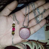 گردنبند نقره با دستبند نقره جواهر و پلاک خطی قدیمی|جواهرات|بیرجند, |دیوار
