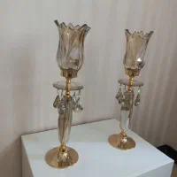 شمعدان برنجی لاله کریستال|لوستر و چراغ آویز|تهران, حکیمیه|دیوار