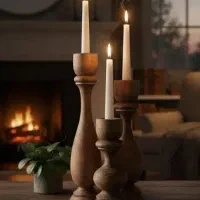 شمعدان چوبی سه تیکه