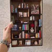 کتابخانه مینیاتوری چوبی دکوری .هدیه تولد .کادو.