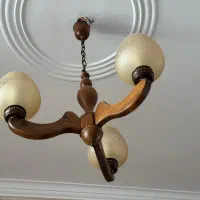 لوستر سه شاخه چوبی