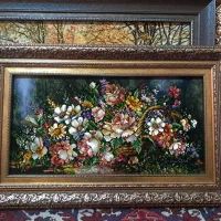 تابلوفرش دستبافت/تابلو فرش طرح گل جنگل