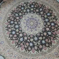 فرش گرد دست باف تبریز دو  در  دو ریز بافت