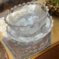 اکاسه و بشقاب کریستال گل مرغی گلدان و شکلات خوری|ظروف سرو و پذیرایی|تهران, شهرک گلها|دیوار
