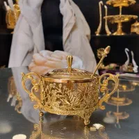 قندان قاشق دار اماراتی وارداتی گُلد دسته دار دُبی|ظروف سرو و پذیرایی|مشهد, امام رضا (ع)|دیوار