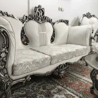 مبل سلطنتی۹نفره بامیزوعسلی(یکسال کارکرده|مبلمان خانگی و میز عسلی|ابریشم, |دیوار