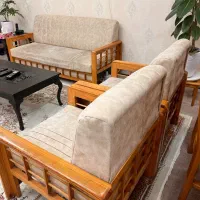 ست مبلمان هفت نفره و میز غذاخوری با چوب نراد