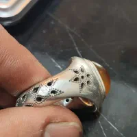 انگشتر نقره عیار بالا سنگین و جوندار عقیق قدیمی