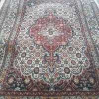یک جفت قالیچه ریزماهی کل ابریشم مود بیرجند صفر