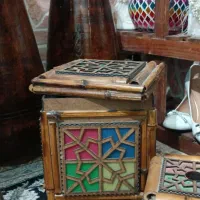 ست جا دستمال و سطل چوبی|صنایع دستی و سایر لوازم تزئینی|شیراز, دارالرحمه|دیوار