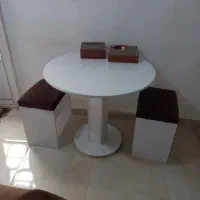 میز نهار خوری گرد ام دی اف
