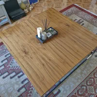 میز جلو مبلی چوب و استیل