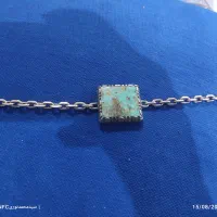 دستبند نقره دستساز سنگ فیروزه نیشابور وزن ۴۰گرم