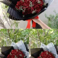 دسته گل روبانی همه رنگ موجود