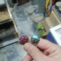 دوعدد انگشتر   فیروزه نیشابور و یاقوت