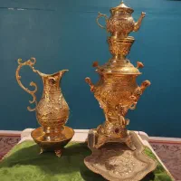 ست سماور برقی انتیک با روکش اب طلا