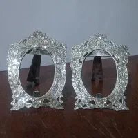 قاب عکس نقره بیضی ۸۴۰ عیار اطمینان  قلم تبریز