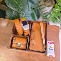 ست هدیه کیف پول مردانه چرم طبیعی و دست دوز