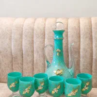 پارچ و لیوان آنتیک رنگ آبی فیروزه ای دکوری  نو