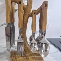 سرویس قاشق چنگال و کارد استیل به همراه استند