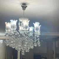 ست کامل لوستر و دیوار کوب ۸ شاخه در حد نو